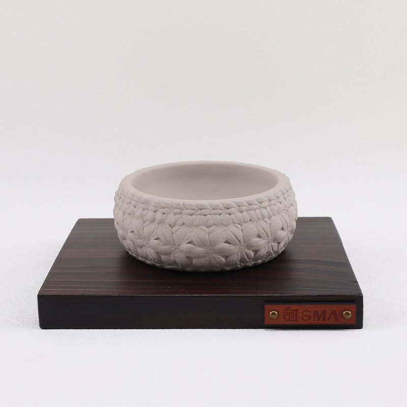 織物-鉤織花朵/水泥盆/適合-苔球/淺根植物 - 盆栽/植栽 - 水泥 