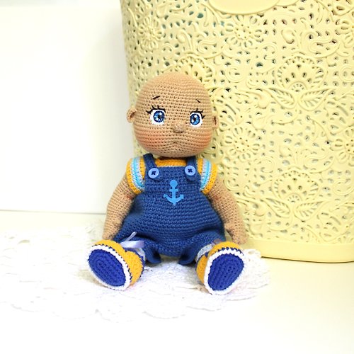 ZiminaDoll Doll boy pattern crochet PDF in English Amigurumi baby doll removable clothes
