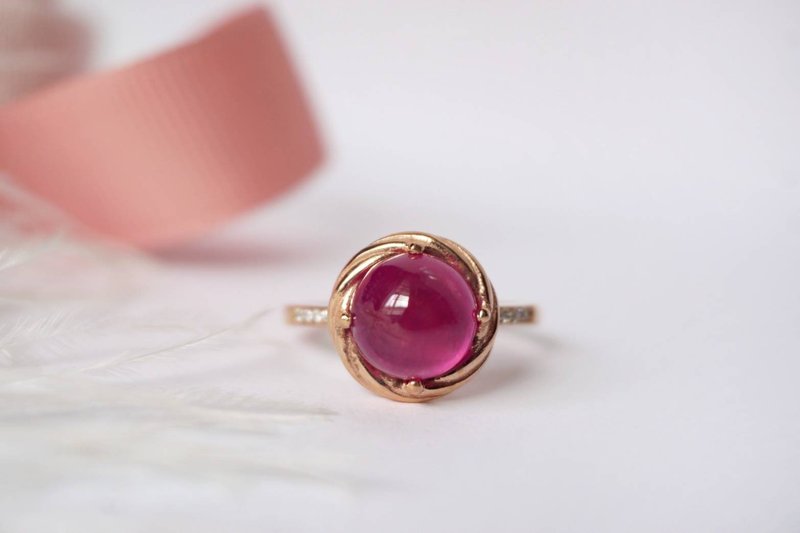 Natural Ruby Ring Silver925 with Rose Gold Ring, promise ring - General Rings - Sterling Silver Red