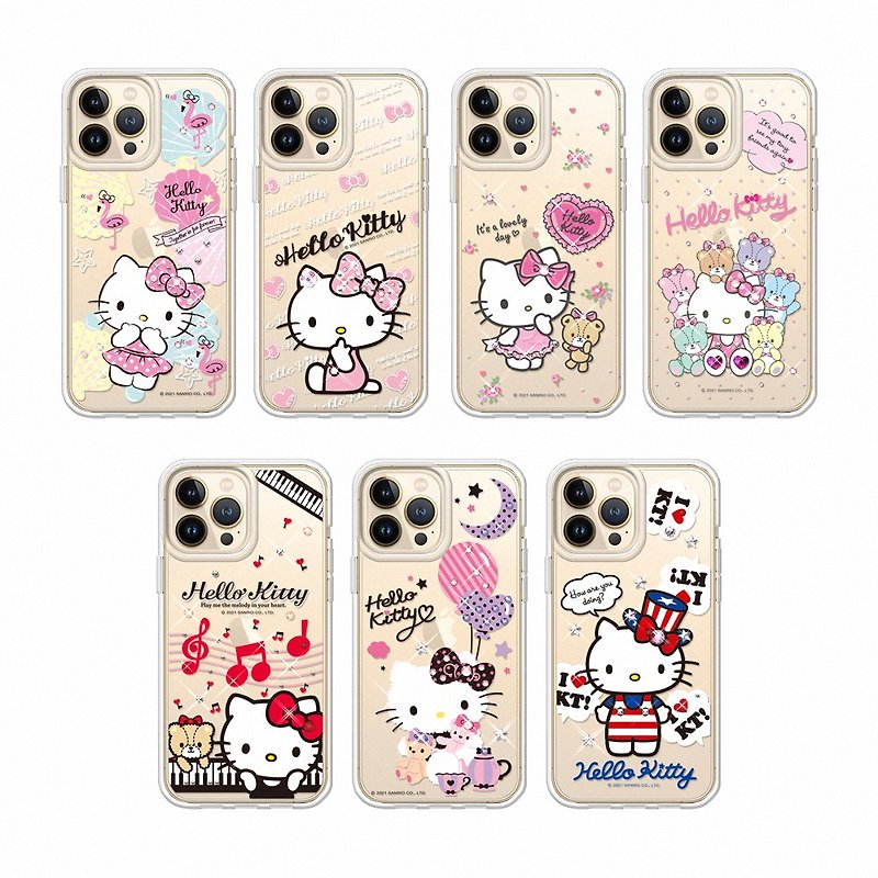 Sanrio iPhone 11 full series of light and thin military-standard anti-drop colored diamond mobile phone case-Katie style variety 01 - Phone Cases - Other Materials Multicolor