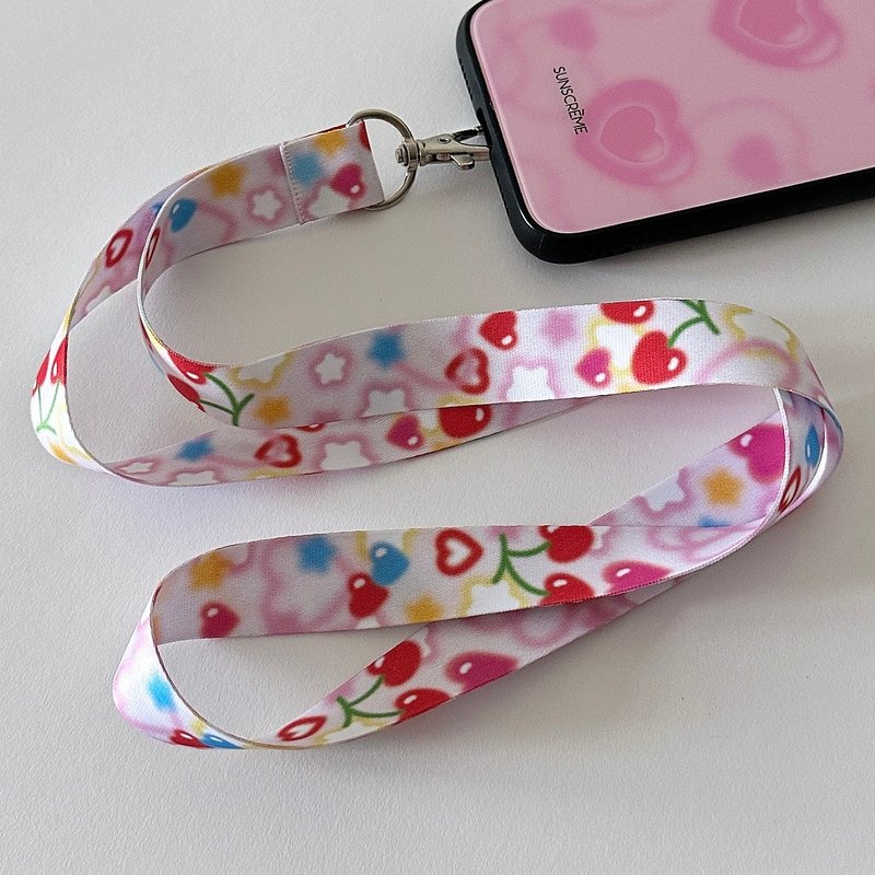 DREAMY CHERRY LANYARD (สายคล้องบัตร) - เชือก/สายคล้อง - วัสดุอื่นๆ 