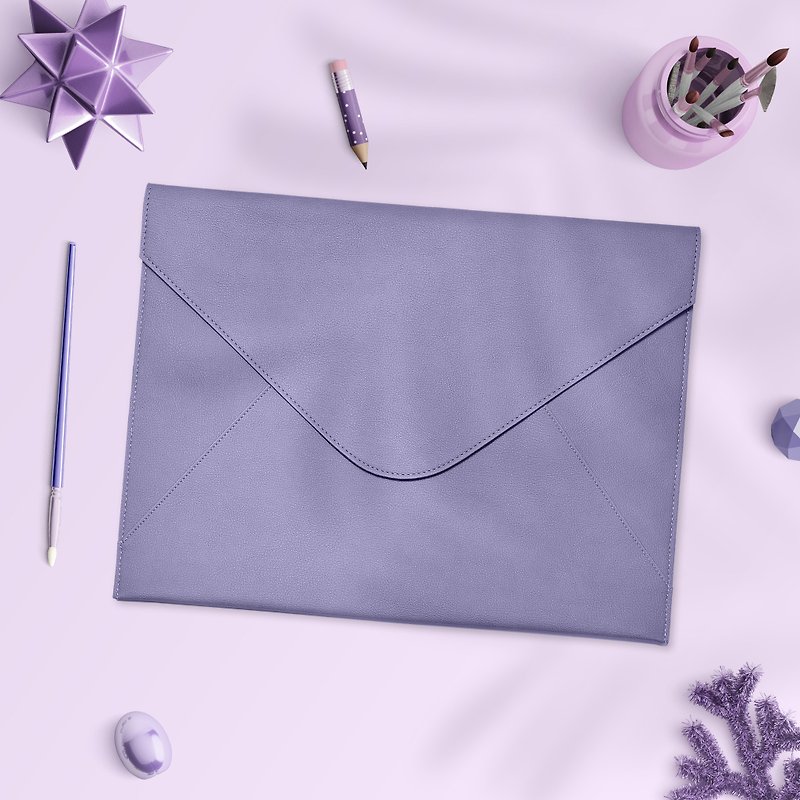 หนังเทียม กระเป๋าแล็ปท็อป สีม่วง - Bellagenda 10-15 inch tablet Bag, Document Envelope, Sleeve Notebook Lavender