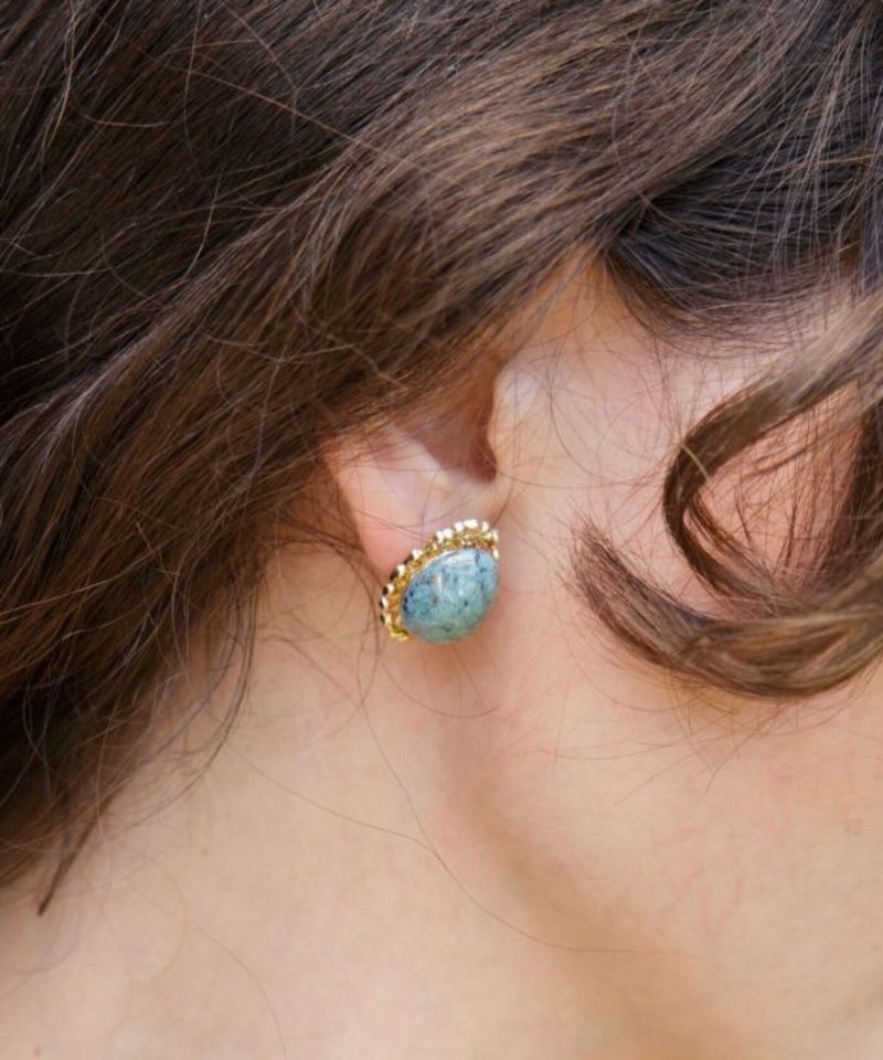 【熱門預購】復古切割玻璃耳環 (4色)  LECZ5810 - 耳環/耳夾/耳骨夾 - 銅/黃銅 