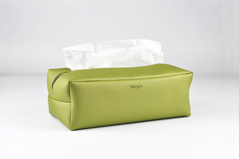 抽取式面紙盒 簡約防水環保皮革衛生紙巾盒 銀綠色 - 面紙盒 - 人造皮革 綠色