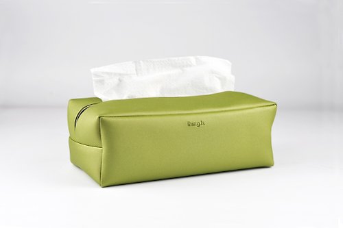 Thing.Is 形物識 抽取式面紙盒 簡約防水環保皮革衛生紙巾盒 銀綠色
