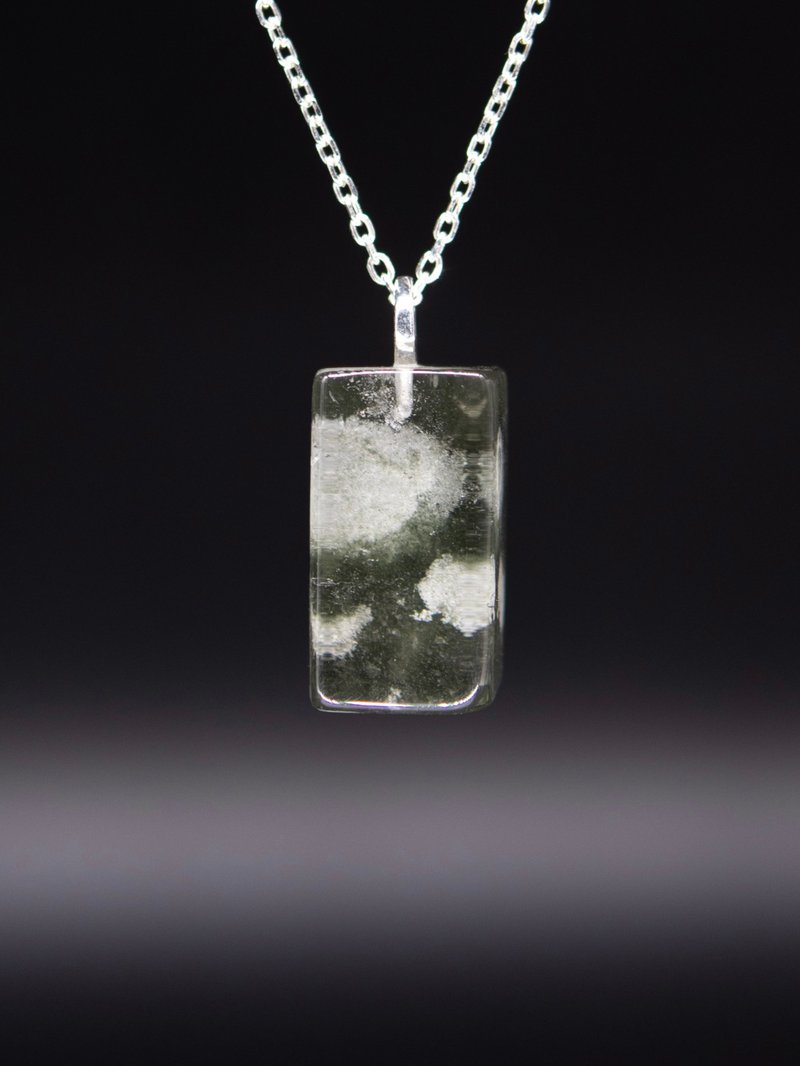 Green Ghost + Silver Sand Mica + Blue Mica Natural Crystal Silver Necklace - Necklaces - Crystal 