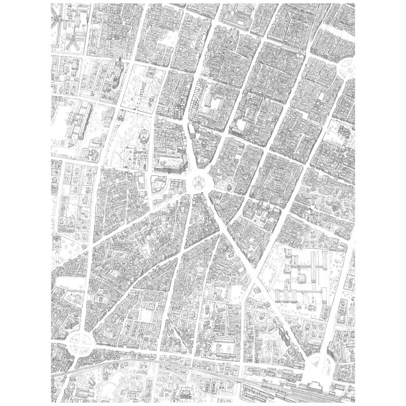 史蹟台南城手繪地圖 - 壁貼/牆壁裝飾 - 紙 白色