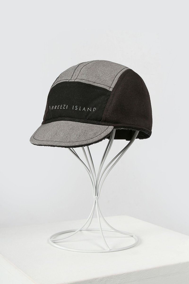 Fleece Contrasting Color Reflective Bicycle Cap-Grey Black - Hats & Caps - Other Materials Black