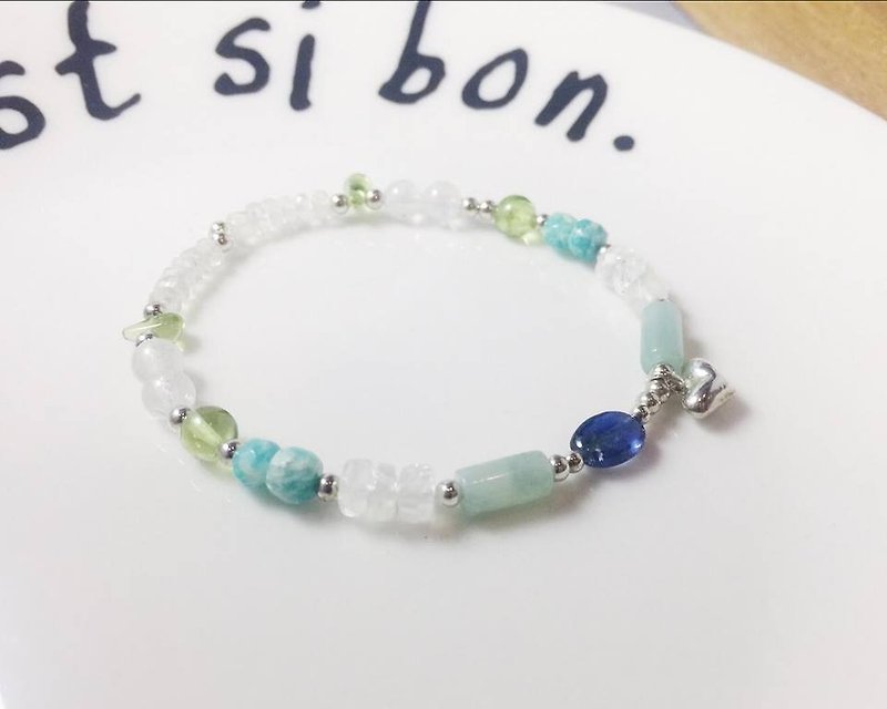 MH Sterling Silver Natural Stone Order Series _ Ocean Tour (Limited: 1) - Bracelets - Gemstone Green