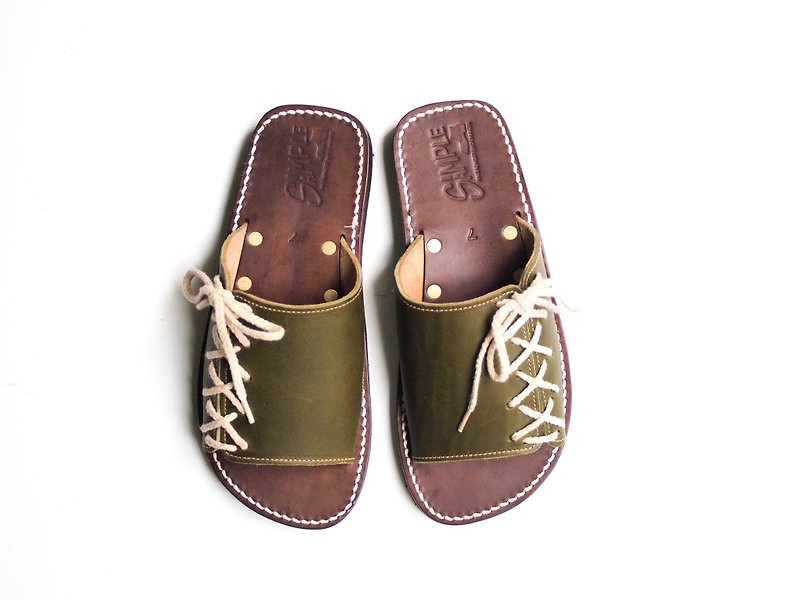 【SS Sandals】 NICE THE SANDALS - รองเท้ารัดส้น - หนังแท้ สีเขียว