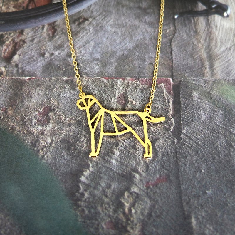 Bull mastiff, Dog Necklace, Origami Jewelry, Pet gifts, Gold Plated Pendant - 項鍊 - 其他金屬 金色