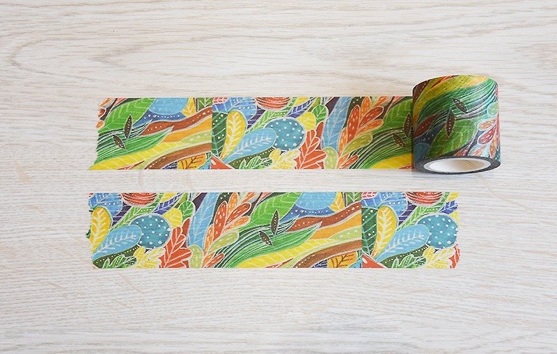 Small world in the forest wide paper tape - Washi Tape - Paper Green