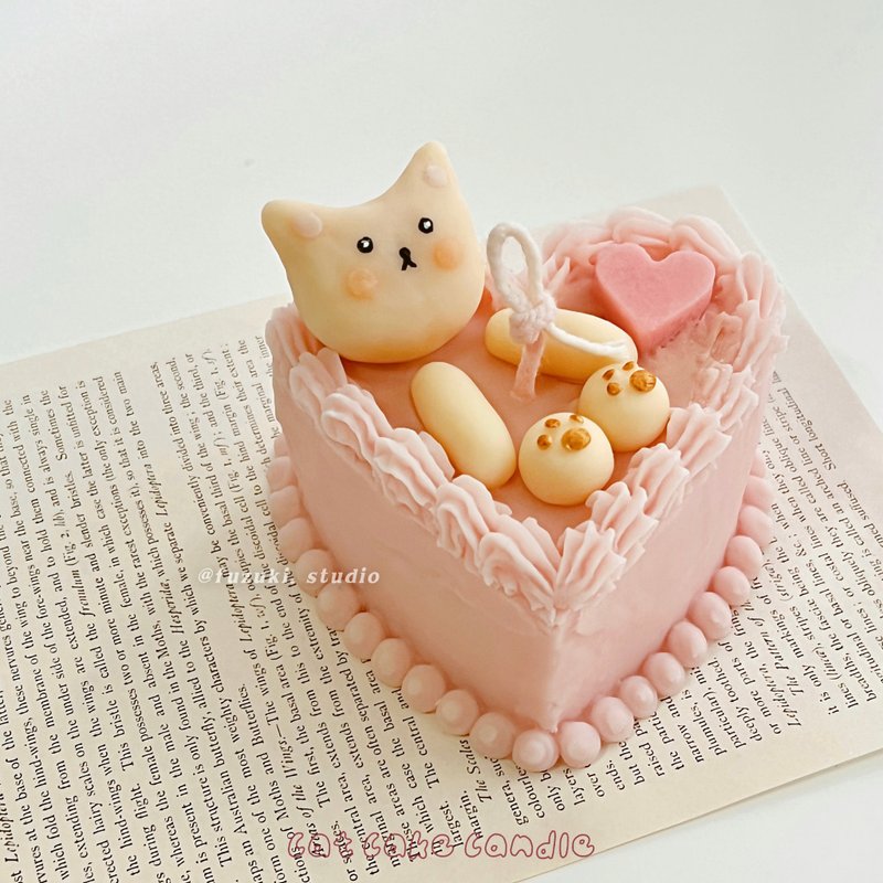 Cat Cake Fragrance Candle Korean Cat Shape Candle Birthday Cake Candle Birthday Fragrance Gift - เทียน/เชิงเทียน - ขี้ผึ้ง 