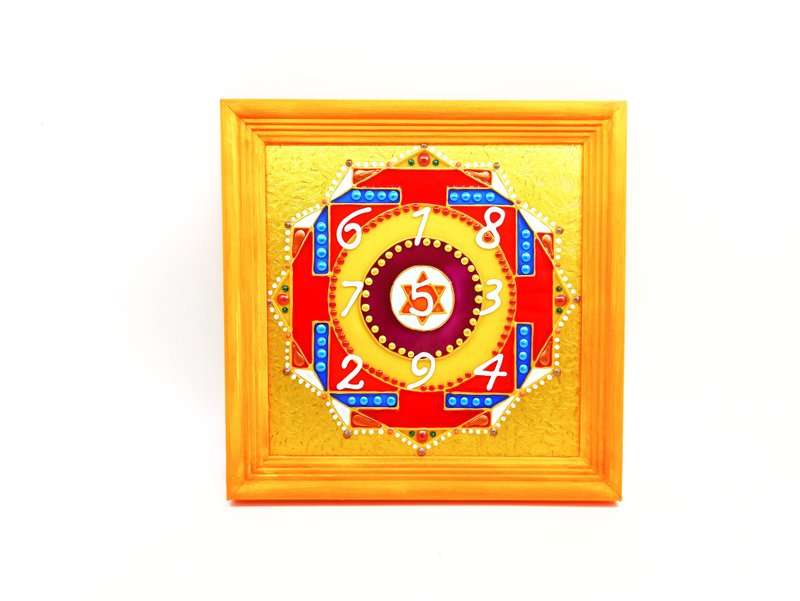 太阳Yantra Surya行星命理yantras家庭艺术冥想瑜伽装饰 - 壁貼/牆壁裝飾 - 玻璃 橘色