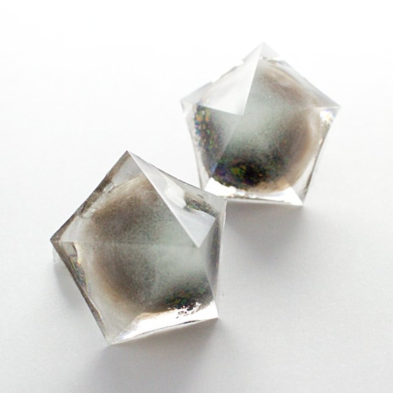 Pentagon dome earrings (Yukiwariso) - Earrings & Clip-ons - Other Materials Multicolor