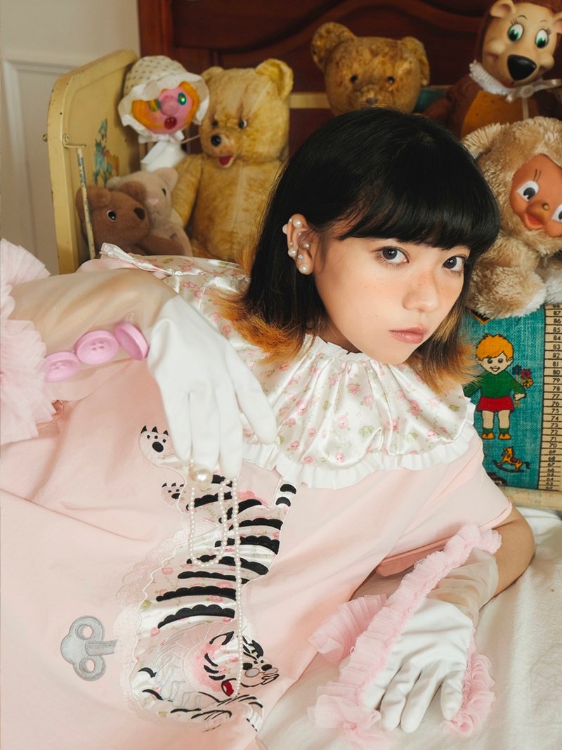 Meugler Niuchu Island Retro Toy Museum Girly Glossy Fake Collar - อื่นๆ - เส้นใยสังเคราะห์ สึชมพู