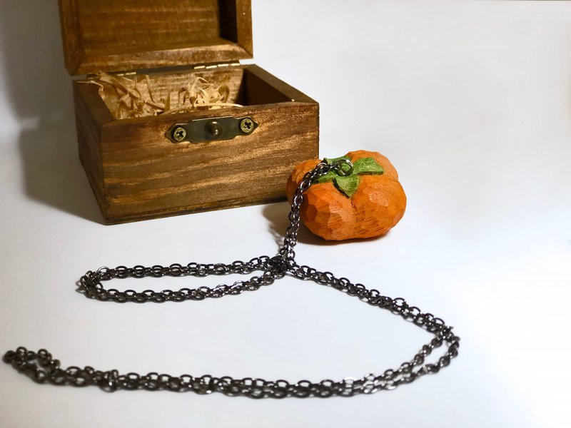 Good persimmon occur necklace [paragraph] wooden box--wood--handmade--handmade--orange orange - สร้อยคอ - ไม้ สีส้ม