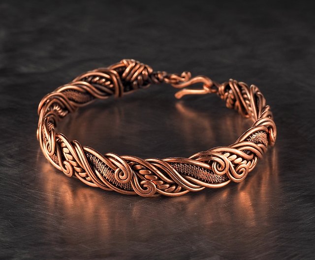 Unique Handmade Copper Bracelet for Woman Antique Style Wire Wrapped Bracelet Handcrafted Wire Weave Copper Jewelry 20 cm | WireWrapArt