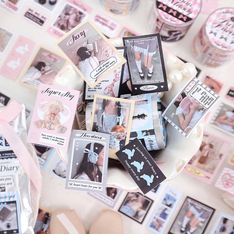 [Ballet Phantom] Y2K Korean-style cute tape simple basic notebook DIY material stickers 4 types - มาสกิ้งเทป - กระดาษ 