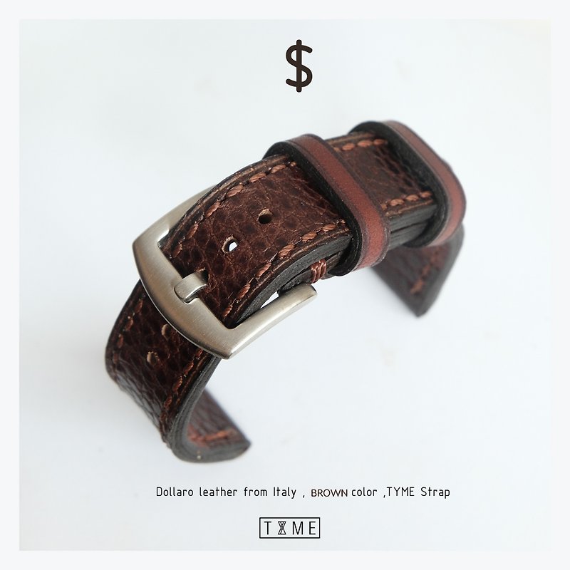 Genuine leather watch strap,ฺBrown color, Dollar model, vintage style, beautiful - 錶帶 - 真皮 咖啡色