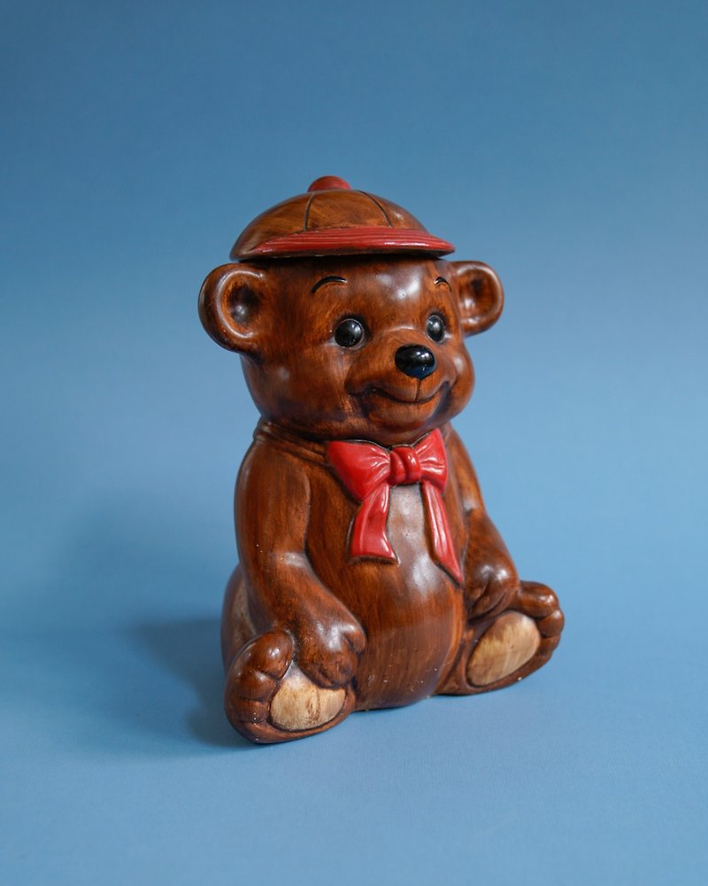 早期陶瓷熊熊餅乾罐 - 居家收納/收納盒/收納用品 - 其他金屬 咖啡色