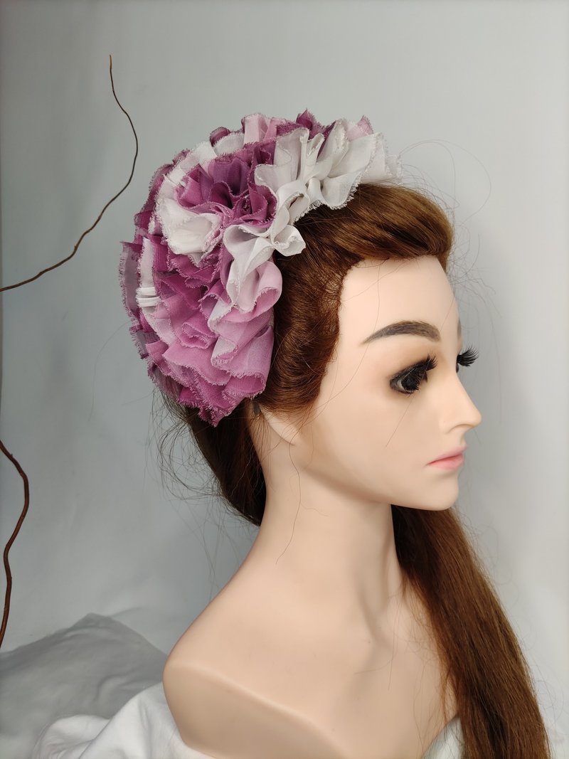 Don-Ya Mi Fashion花仙子系列髮箍大型造型髮飾 小眾訂製服配件品 - 髮箍/髮帶 - 絲．絹 紫色