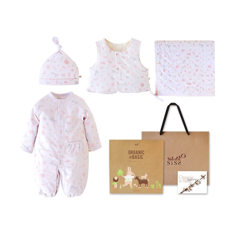 [SISSO Organic Cotton] Nordic Bunny Warm Wearing Gift Box (Small Pink) 3M 6M - Baby Gift Sets - Cotton & Hemp White