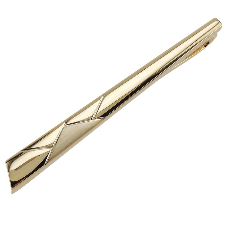 64mm Gold Triangle Engraved Tie Clips - เนคไท/ที่หนีบเนคไท - โลหะ สีทอง