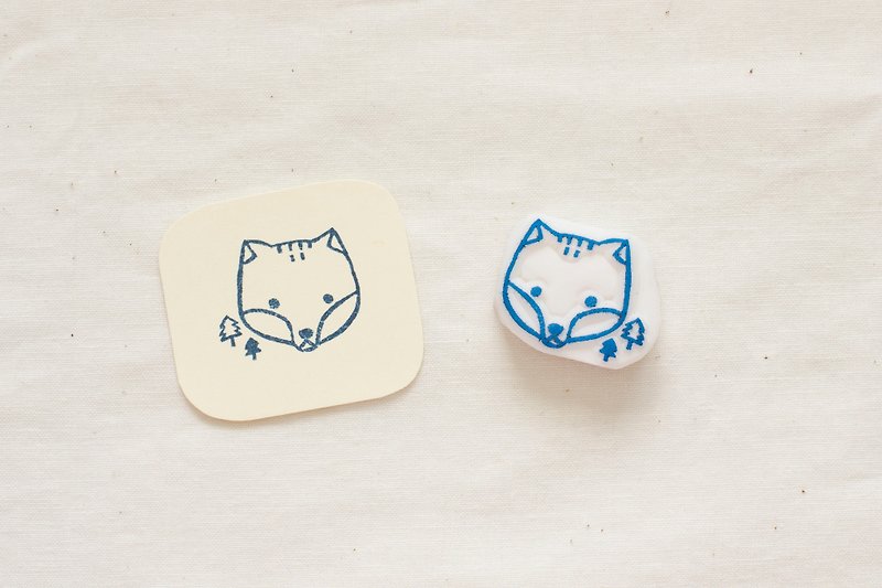 手刻狐狸胸橡皮章印章 - 印章/印台 - 橡膠 白色