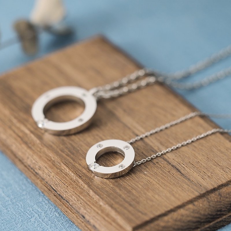 2 pieces set) Round pair necklace Silver 925 - สร้อยคอ - โลหะ สีเงิน