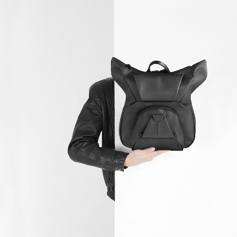 ORIBAGU Origami Bag_Black Magic Bucket Backpack - Backpacks - Faux Leather Black