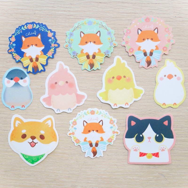Big collection of cute animals/ ChiaBB fog film waterproof stickers - Stickers - Waterproof Material Multicolor