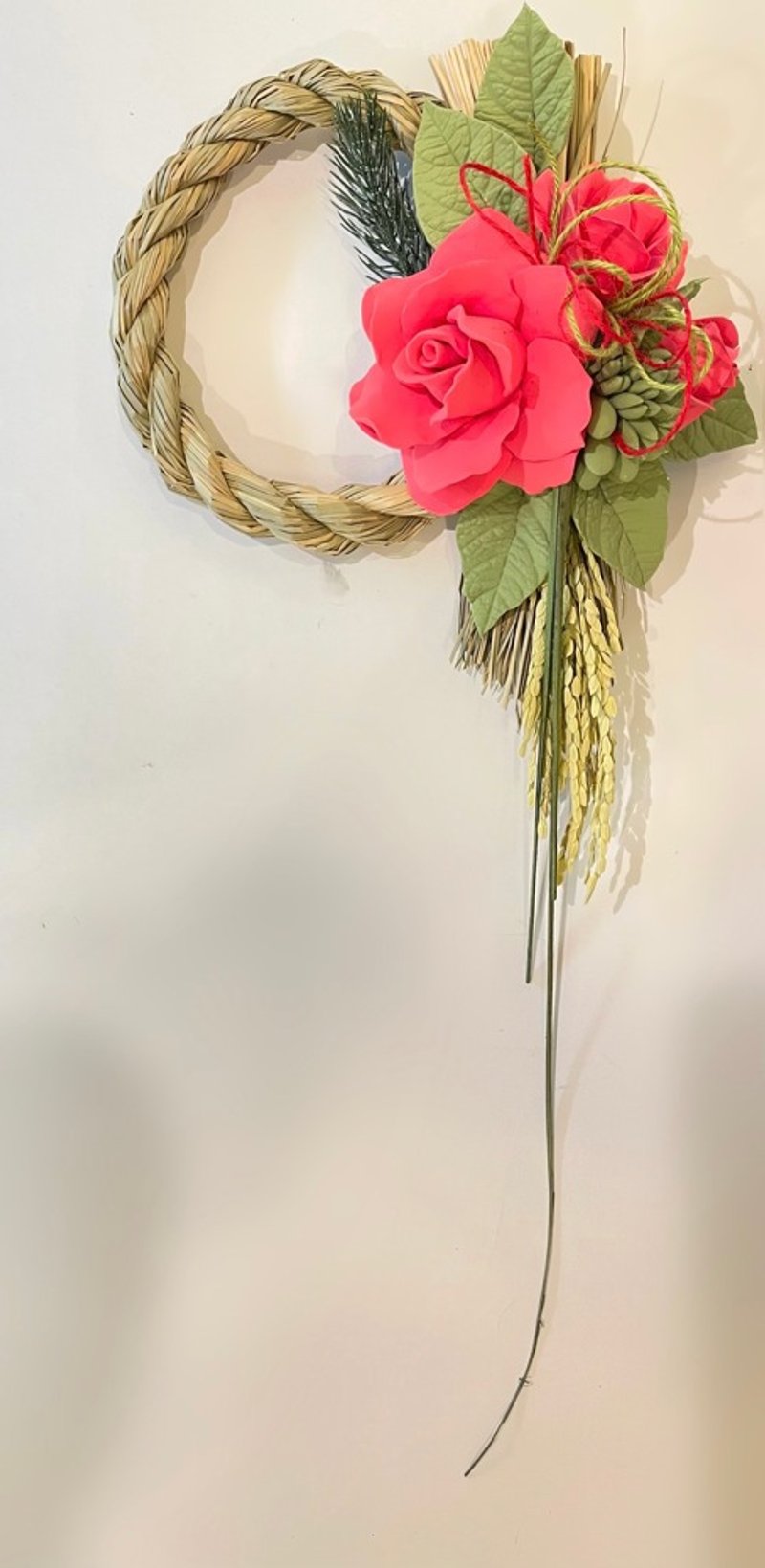【ClayArt】eternal flowerで綴るお正月〜ローズで飾るしめ縄飾り - 盆栽/植栽 - 陶 
