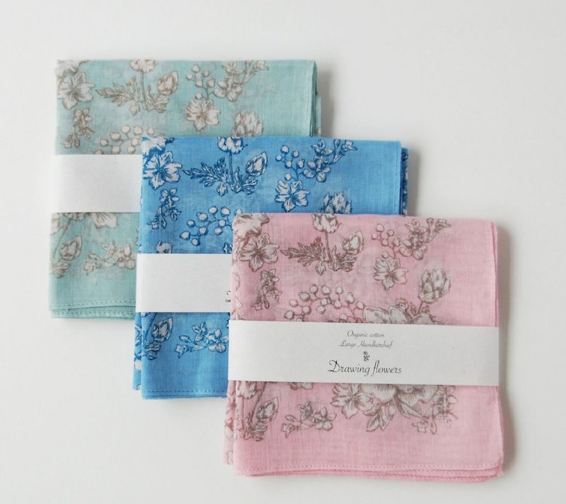 Earth Tree Fair Trade fair trade -- Organic cotton handkerchief made in Japan (natural) - ผ้าเช็ดหน้า - ผ้าฝ้าย/ผ้าลินิน 