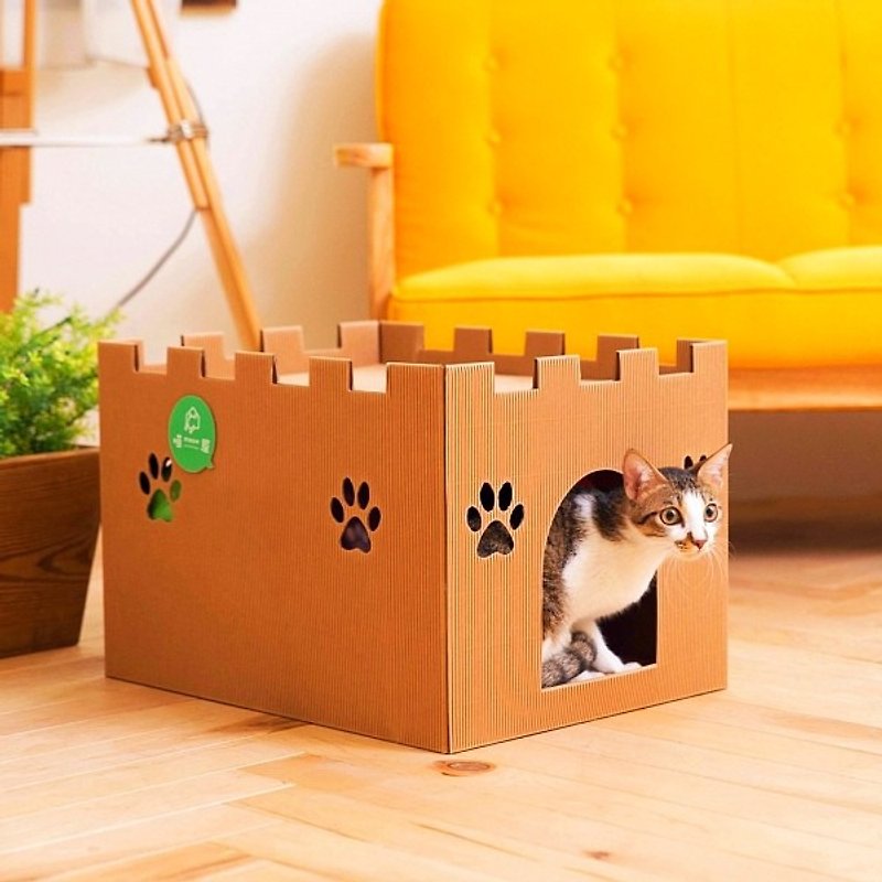 Meow House [Castle Cat House] Hands-on DIY and meow stars turn around and enter the castle - ที่นอนสัตว์ - กระดาษ สีนำ้ตาล