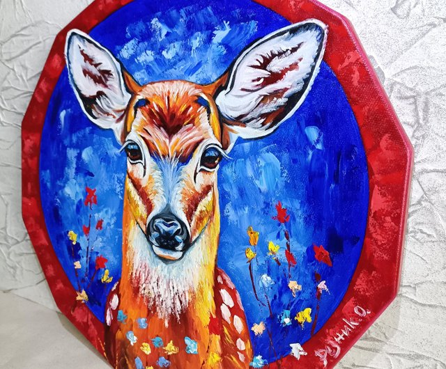 原画　額付き　送料込み　鹿　絵画　動物画　アクリル画　現代アート　一点物　手描き Amazon.co.jp: 原画 馬 一点物 絵 絵画 動物画 肉筆画 アクリル