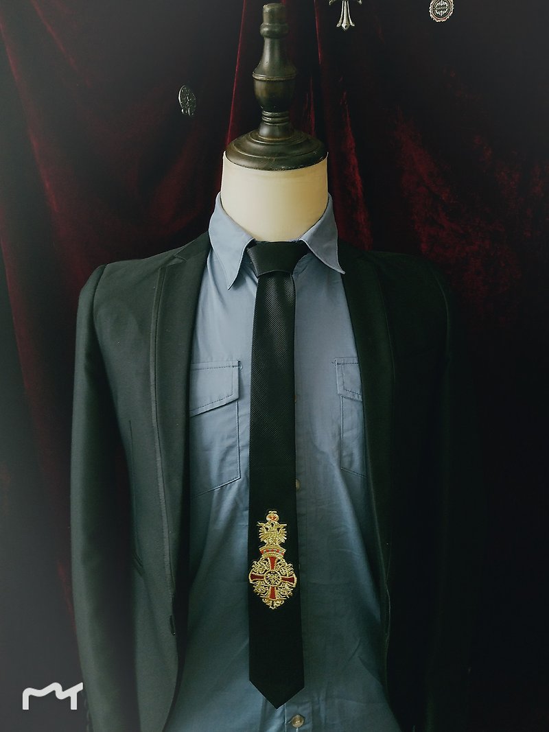 Black Royal embroidered tie - Ties & Tie Clips - Polyester Black