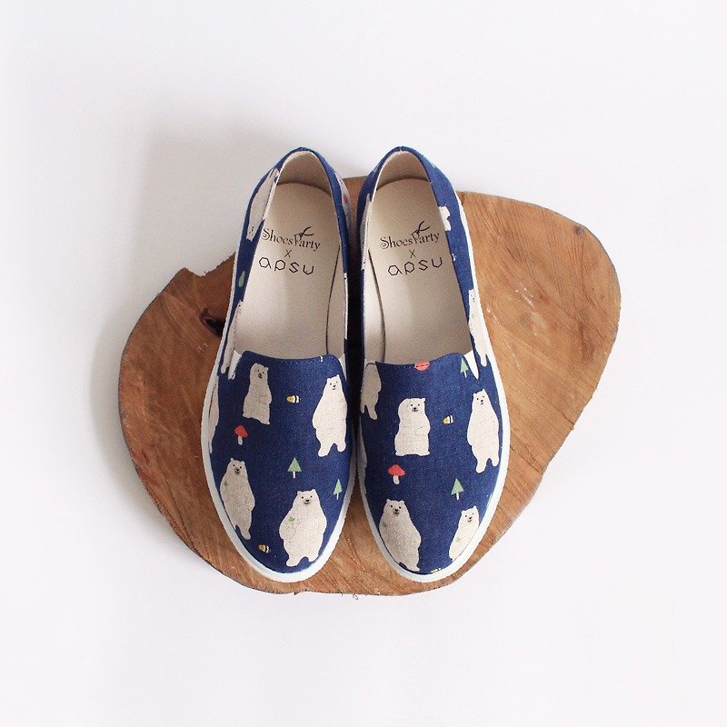Shoes Party do gymnastics or thin down the Xionghou bottom casual shoes / hand custom / Japanese fabric / M2-17366F - Mary Jane Shoes & Ballet Shoes - Cotton & Hemp Blue