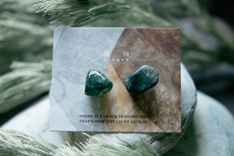 CRACK | 礦物系耳環 |  EARRINGS - 耳環/耳夾/耳骨夾 - 玉石 綠色