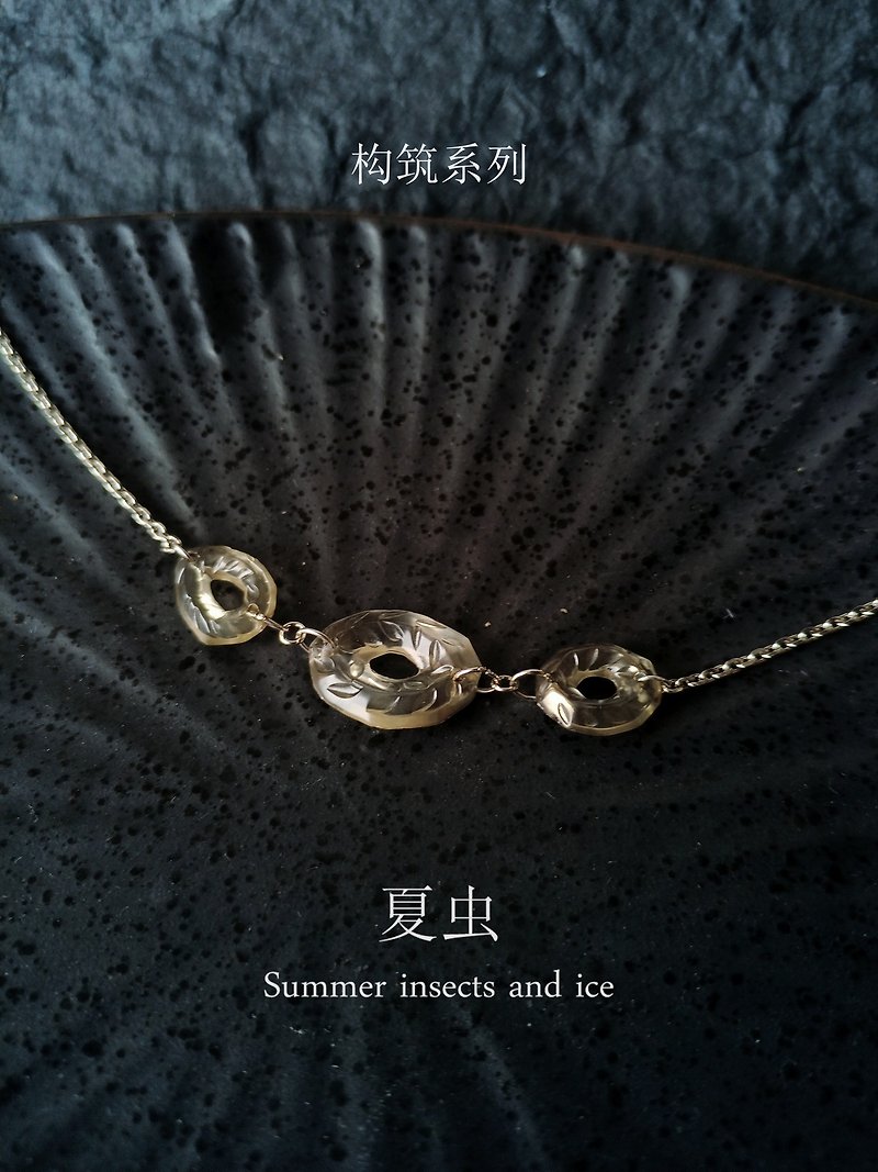 Xia Chong オリジナルデザインの天然イエロー彫刻幾何学的形状小麦耳テクスチャネックレスニッチスタイルセンス - ネックレス - 宝石 