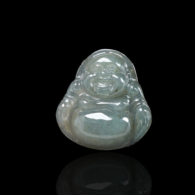 Ice Jadeite Maitreya Buddha Necklace | Stone| Natural Burmese Jadeite A Grade | Gift - Necklaces - Jade Green