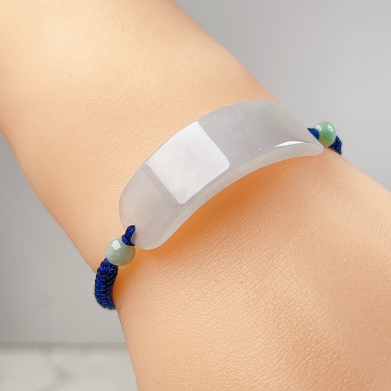 [May Nothing Happen] Ice Jadeite Wushi Brand Braided Bracelet | Natural Burmese Jade A-grade | Gift - สร้อยข้อมือ - หยก ขาว