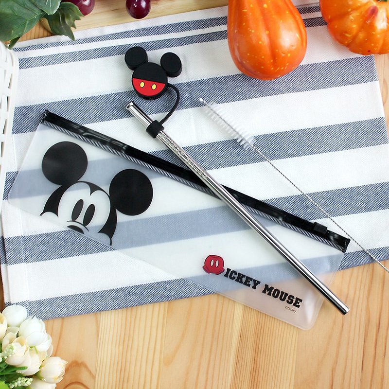 【Disney Disney】Styling straw protective set-Mickey - Reusable Straws - Stainless Steel 