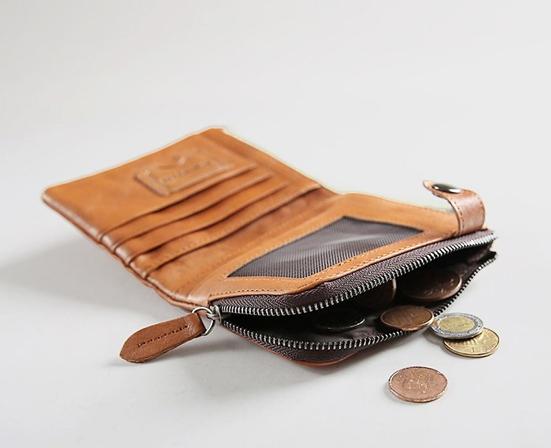 Multifunctional folding wallet, coin purse, leather wallet - Wallets - Genuine Leather Brown