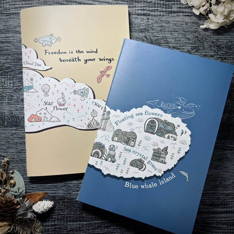 A5 Notebook//Blue Whale Island. Cloud Kingdom - Notebooks & Journals - Paper Multicolor