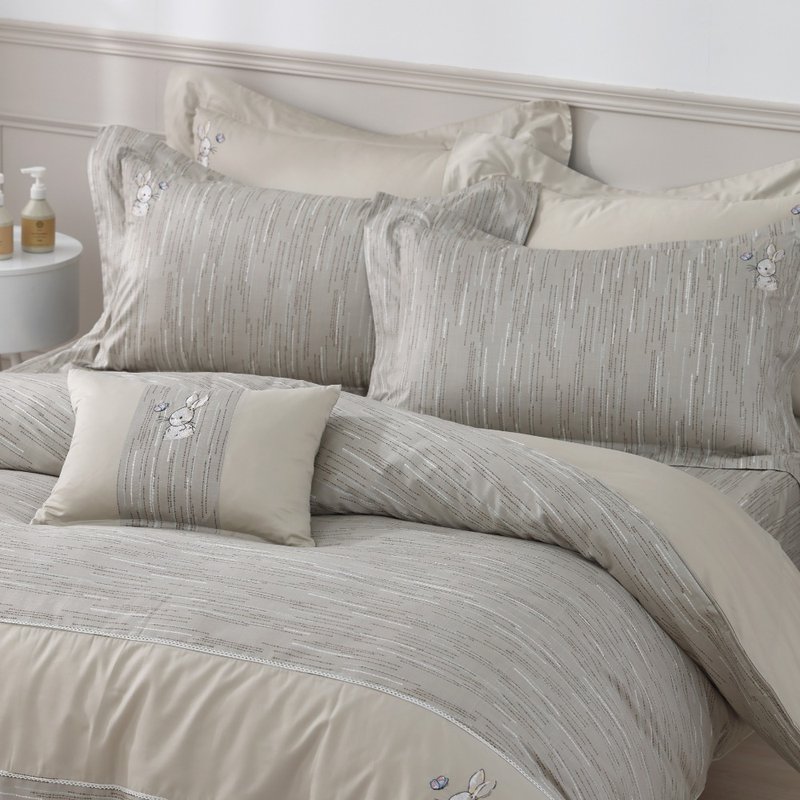 Bed and bag dual-purpose quilt set - 100% combed cotton - Moon - Khaki- Made in Taiwan - เครื่องนอน - ผ้าฝ้าย/ผ้าลินิน 