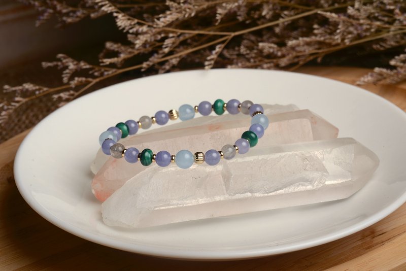 [Shenshan Crystal Mine] Aquamarine Danquan Peacock Bracelet/Aquamarine/Danquan/Peacock - Bracelets - Crystal Blue