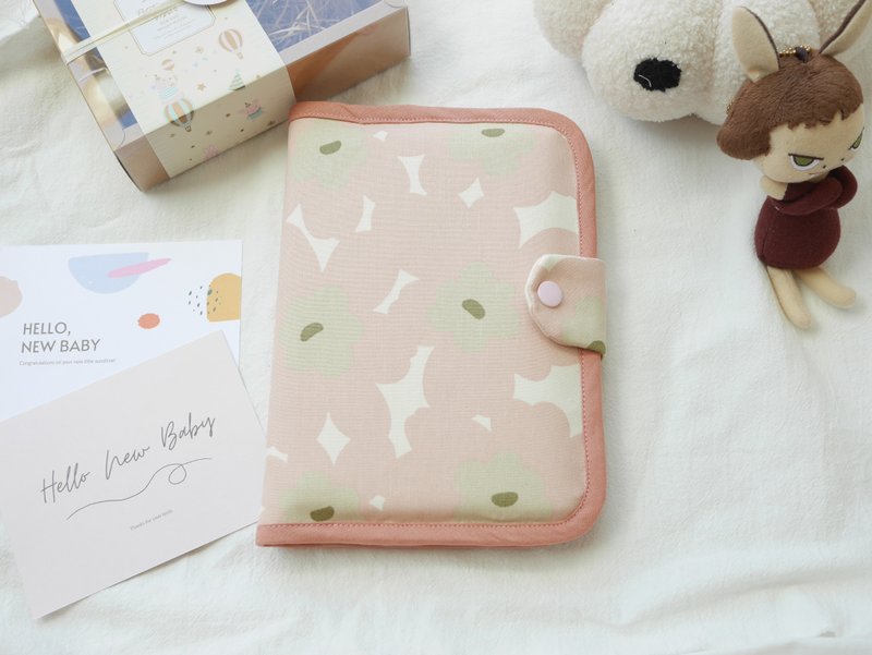 Baby manual cover, mother manual cover, book cover can hold two manuals, pink flower design - อื่นๆ - ผ้าฝ้าย/ผ้าลินิน สึชมพู