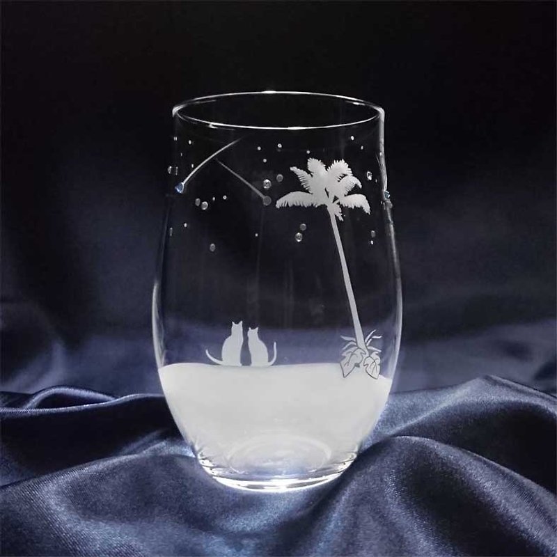【南の島の流れ星】猫モチーフのタンブラーグラス vol.3 名入れ加工対応品(別売りオプション) - グラス・コップ - ガラス 透明