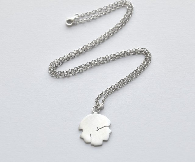 【Customized】Two people silhouette necklace, 925 sterling silver jewellery